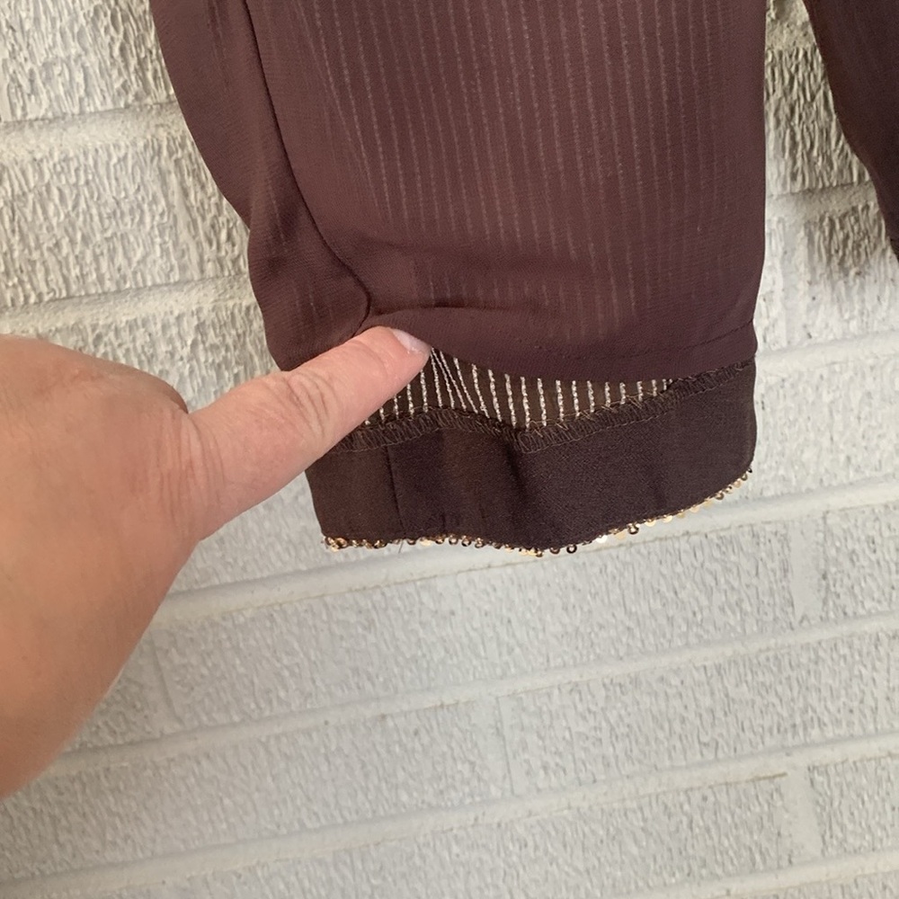 Banana Republic Wms Sz 0 Straight Leg Gold Sequin Holiday Party Pants Lined EUC - Picture 10 of 12